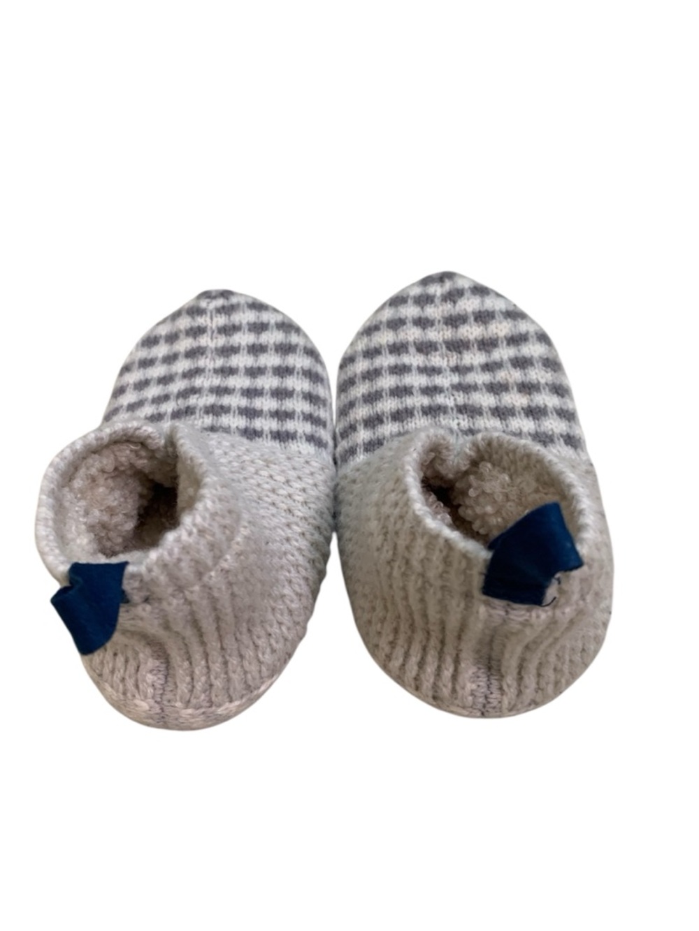 Bombas Gripper Slipper Socks Toddler Kids 8-10 Grey White Knit Sherpa Lined - Picture 3 of 5